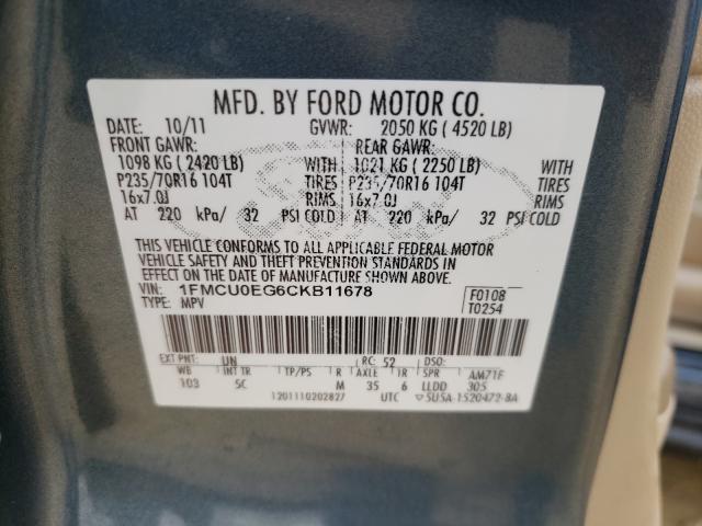 Photo 10 from auction – 2012 FORD ESCAPE LIM with VIN 1FMCU0EG6CKB11678
