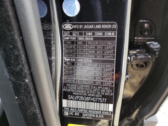 Photo 10 from auction – 2015 LAND ROVER RANGE ROVE with VIN SALVP2BG6FH077577