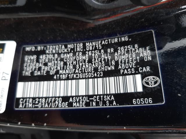 TOYOTA CAMRY LE 2016 with VIN 4T1BF1FK3GU505423 - Photo from auction