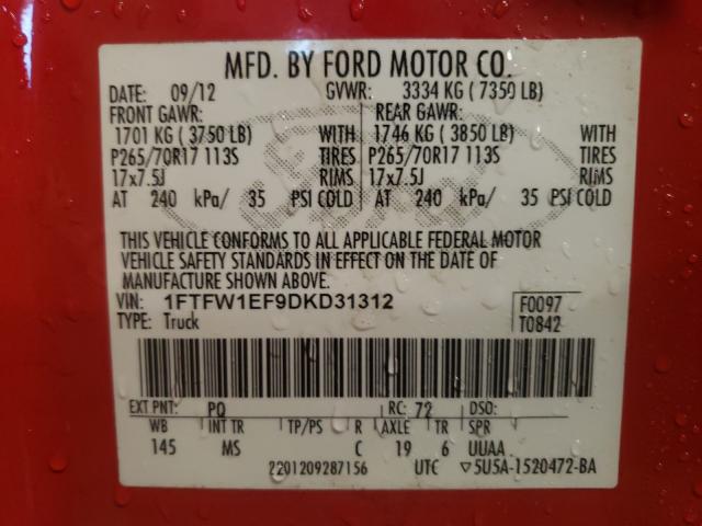 Photo 10 from auction – 2013 FORD F150 SUPER with VIN 1FTFW1EF9DKD31312
