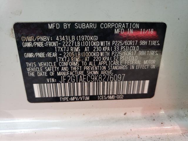 Photo 10 from auction – 2019 SUBARU CROSSTREK with VIN JF2GTAEC9K8276097