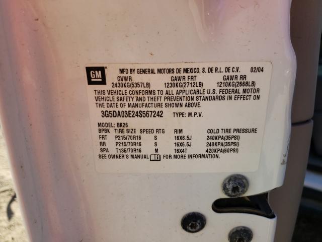 Photo 10 from auction – 2004 BUICK RENDEZVOUS with VIN 3G5DA03E24S567242