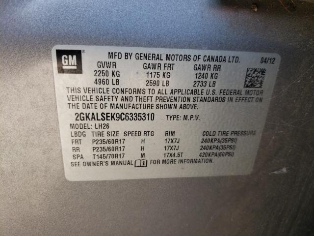Photo 10 from auction – 2012 GMC TERRAIN SL with VIN 2GKALSEK9C6335310