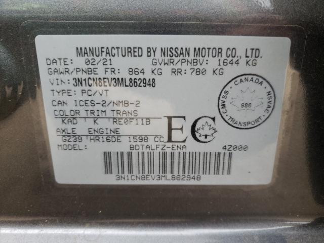 Photo 10 from auction – 2021 NISSAN VERSA SV with VIN 3N1CN8EV3ML862948