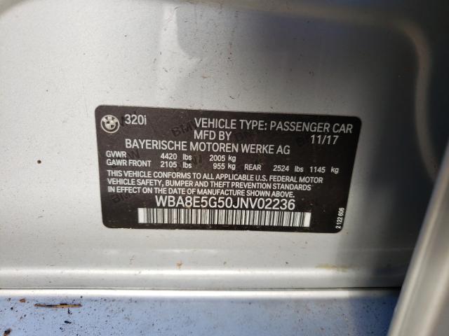 Photo 10 from auction – 2018 BMW 320 XI with VIN WBA8E5G50JNV02236
