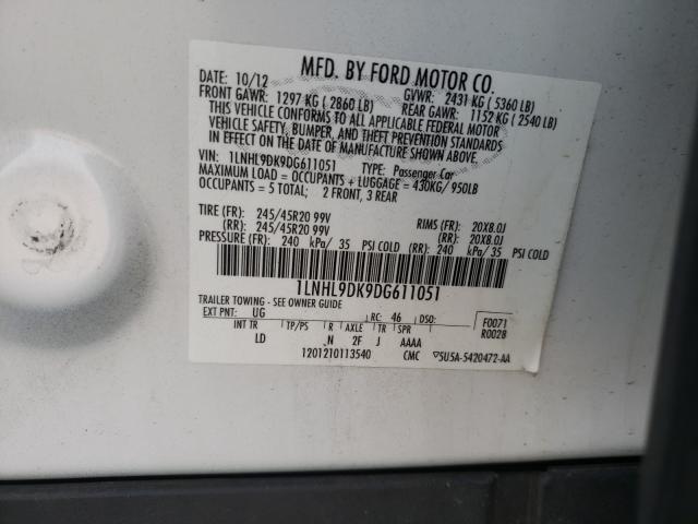 Photo 10 from auction – 2013 LINCOLN MKS with VIN 1LNHL9DK9DG611051