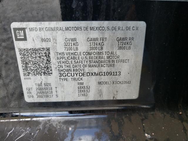 Photo 10 from auction – 2021 CHEVROLET SILVERADO with VIN 3GCUYDEDXMG109113