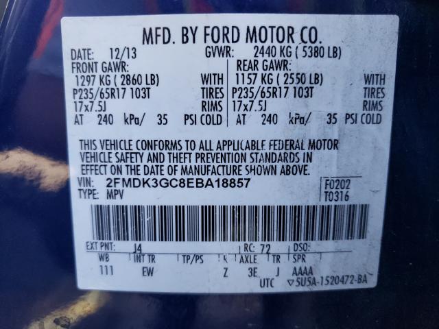 Photo 10 from auction – 2014 FORD EDGE SE with VIN 2FMDK3GC8EBA18857