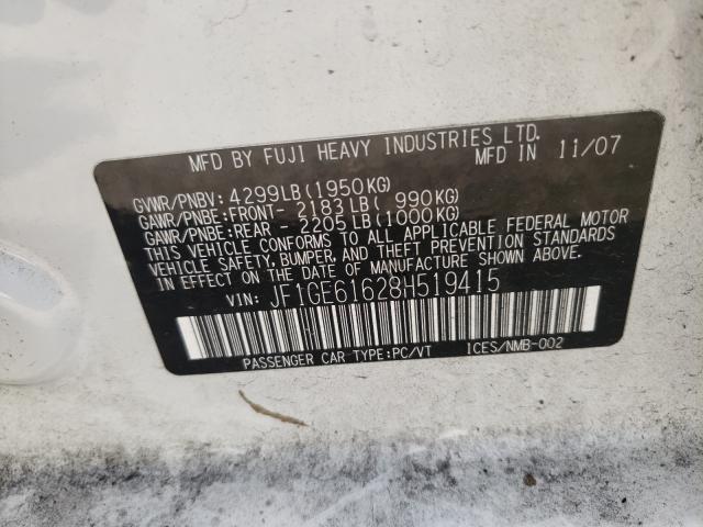 Photo 10 from auction – 2008 SUBARU IMPREZA 2. with VIN JF1GE61628H519415