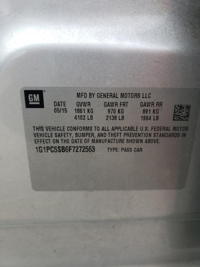 Photo 10 from auction – 2015 CHEVROLET CRUZE LT with VIN 1G1PC5SB6F7272563
