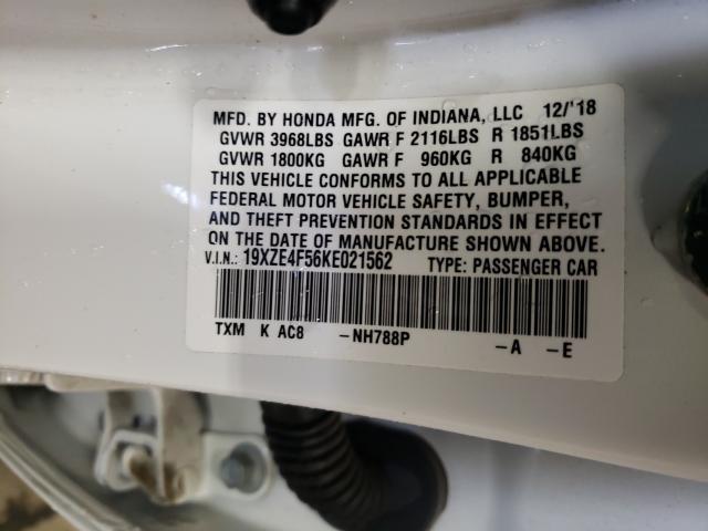 Photo 10 from auction – 2019 HONDA INSIGHT EX with VIN 19XZE4F56KE021562
