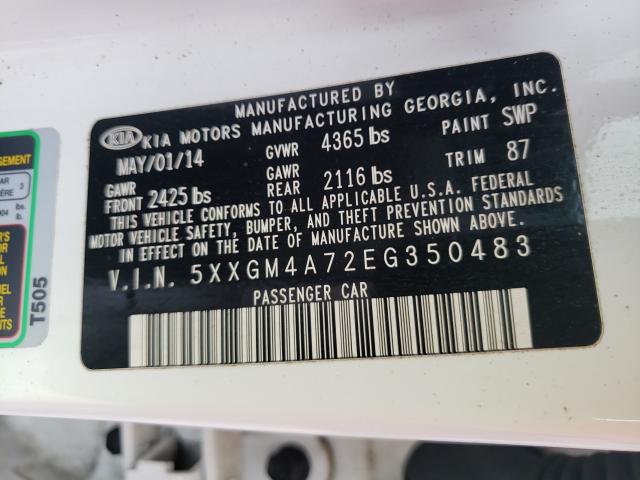 Photo 10 from auction – 2014 KIA OPTIMA LX with VIN 5XXGM4A72EG350483