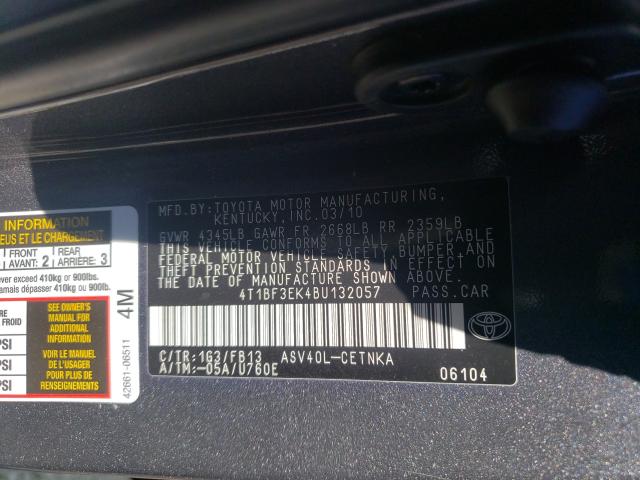 Photo 10 from auction – 2011 TOYOTA CAMRY BASE with VIN 4T1BF3EK4BU132057