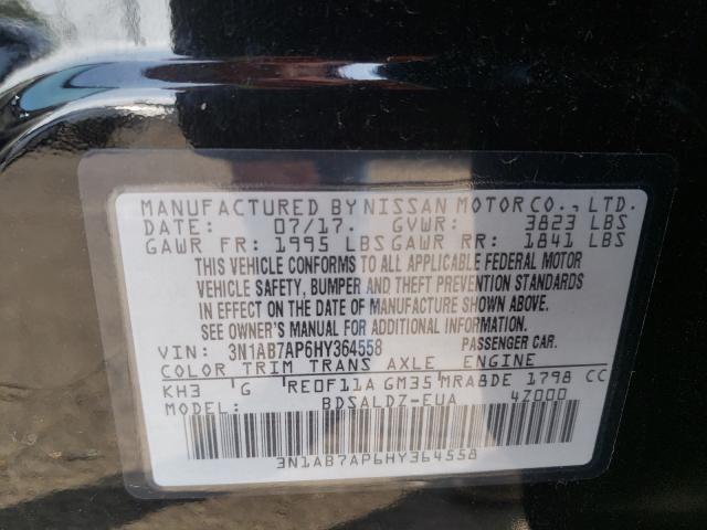 Photo 10 from auction – 2017 NISSAN SENTRA S with VIN 3N1AB7AP6HY364558