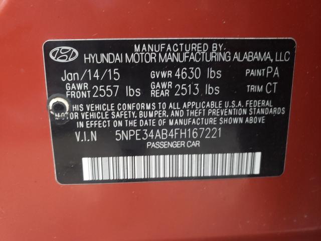 Photo 10 from auction – 2015 HYUNDAI SONATA SPO with VIN 5NPE34AB4FH167221
