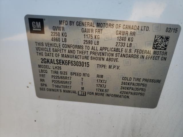 Photo 10 from auction – 2015 GMC TERRAIN SL with VIN 2GKALSEK6F6303015