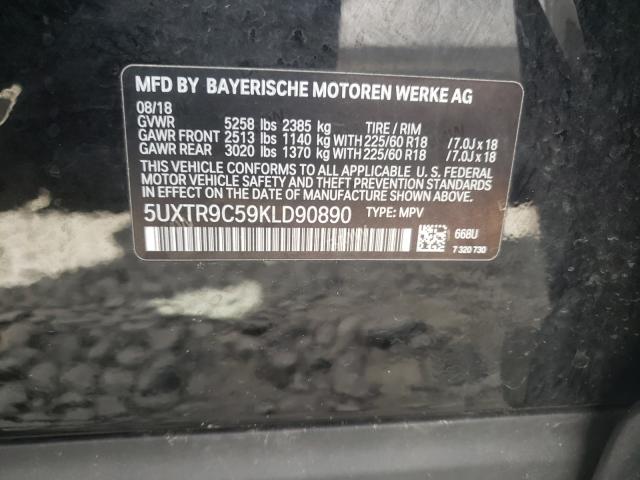 Photo 10 from auction – 2019 BMW X3 XDRIVE3 with VIN 5UXTR9C59KLD90890