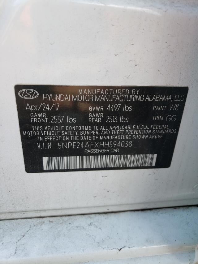 Photo 10 from auction – 2017 HYUNDAI SONATA SE with VIN 5NPE24AFXHH594038