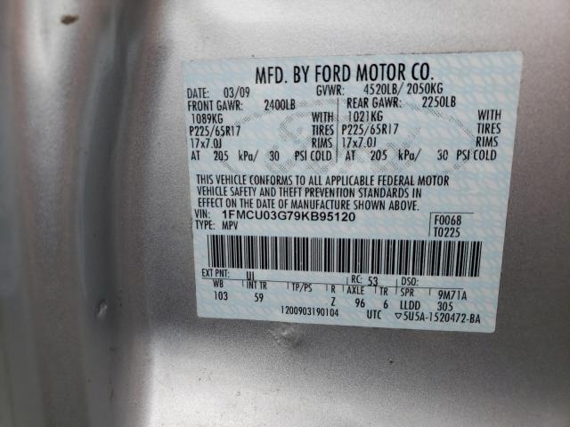 Photo 10 from auction – 2009 FORD ESCAPE XLT with VIN 1FMCU03G79KB95120