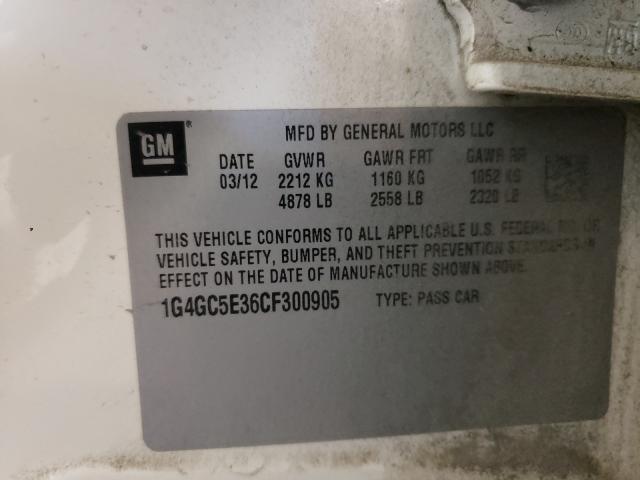 Photo 10 from auction – 2012 BUICK LACROSSE with VIN 1G4GC5E36CF300905