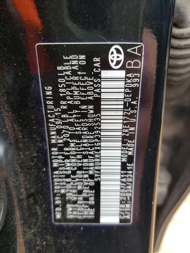Photo 10 from auction – 2016 TOYOTA COROLLA L with VIN 5YFBURHEXGP392535
