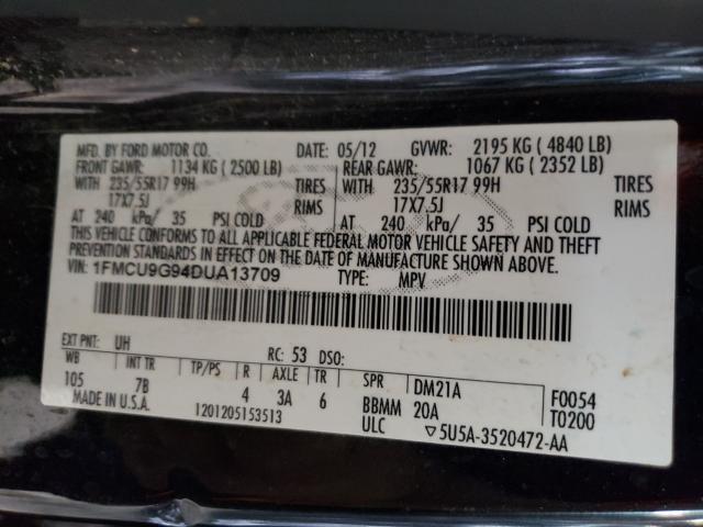 Photo 10 from auction – 2013 FORD ESCAPE SE with VIN 1FMCU9G94DUA13709