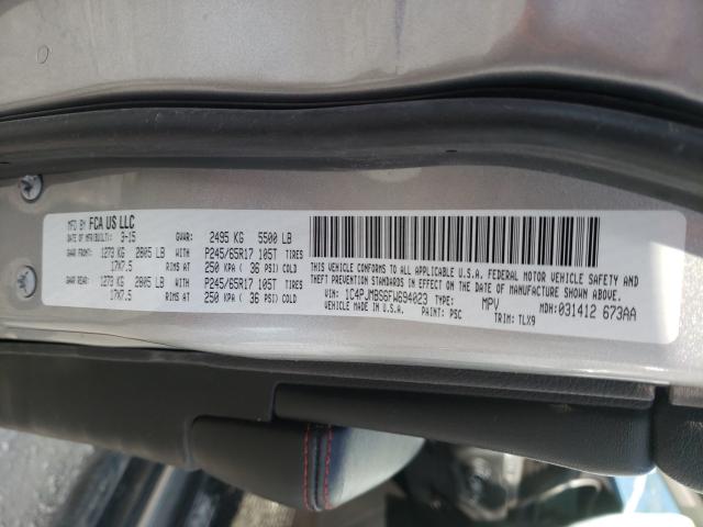 Photo 10 from auction – 2015 JEEP CHEROKEE T with VIN 1C4PJMBS6FW694023