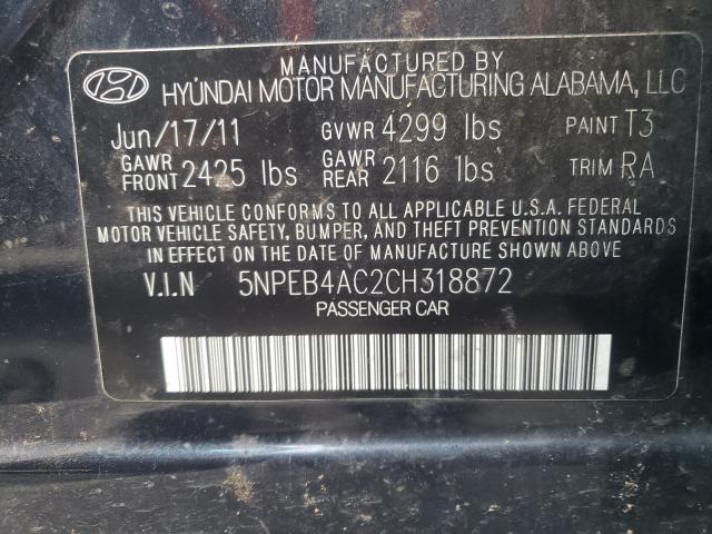 Photo 10 from auction – 2012 HYUNDAI SONATA GLS with VIN 5NPEB4AC2CH318872
