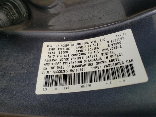 Photo 10 from auction – 2017 HONDA ACCORD with VIN 1HGCR2F51HA107907