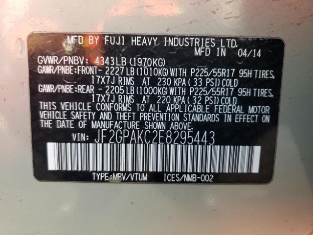 Photo 10 from auction – 2014 SUBARU XV CROSSTR with VIN JF2GPAKC2E8295443