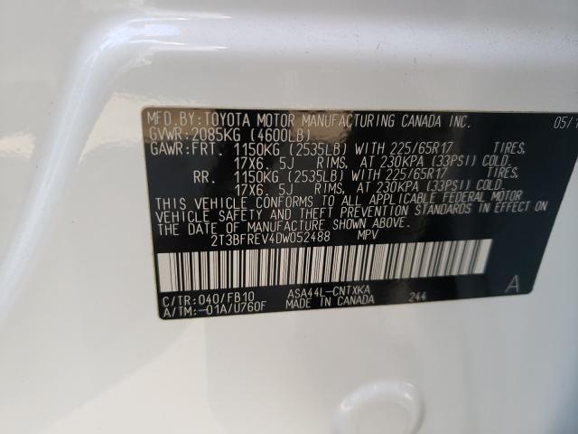 Photo 10 from auction – 2013 TOYOTA RAV4 LE with VIN 2T3BFREV4DW052488