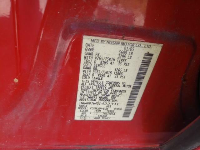 Photo 1 from auction – 2005 NISSAN FRONTIER C with VIN 1N6AD07W45C422391