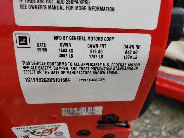 Photo 10 from auction – 1999 CHEVROLET CORVETTE with VIN 1G1YY32G3X5101384