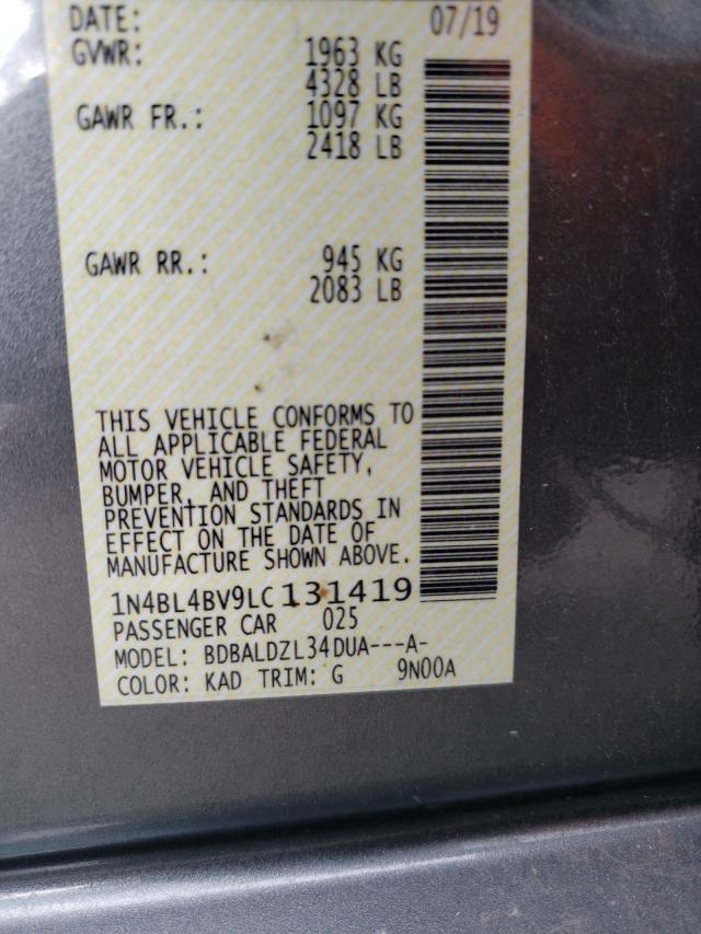 Photo 10 from auction – 2020 NISSAN ALTIMA S with VIN 1N4BL4BV9LC131419