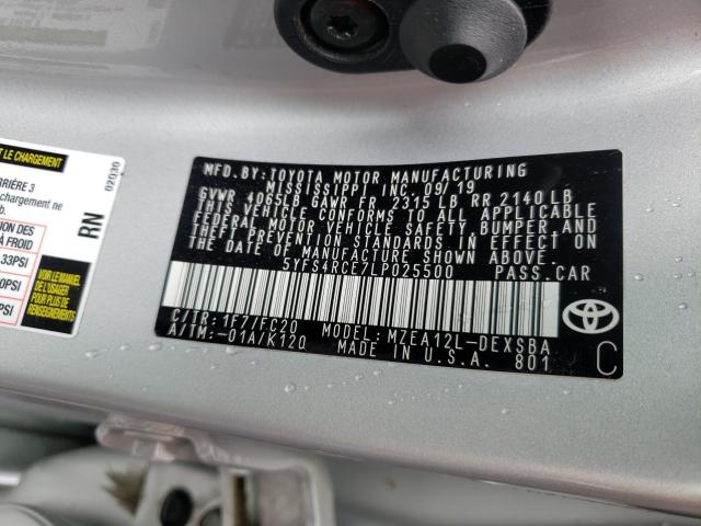 Photo 10 from auction – 2020 TOYOTA COROLLA SE with VIN 5YFS4RCE7LP025500