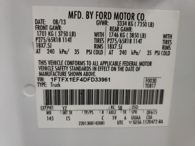 Photo 10 from auction – 2013 FORD F150 SUPER with VIN 1FTFX1EF4DFD33961