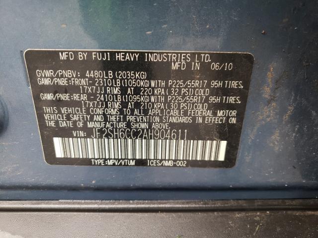Photo 10 from auction – 2010 SUBARU FORESTER 2 with VIN JF2SH6CC2AH904611