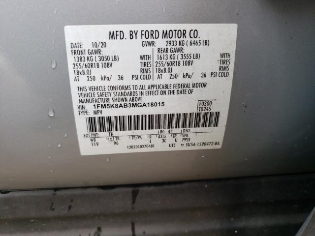 Photo 10 from auction – 2021 FORD EXPLORER P with VIN 1FM5K8AB3MGA18015