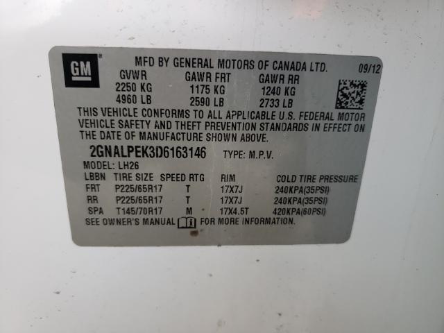 Photo 10 from auction – 2013 CHEVROLET EQUINOX LT with VIN 2GNALPEK3D6163146