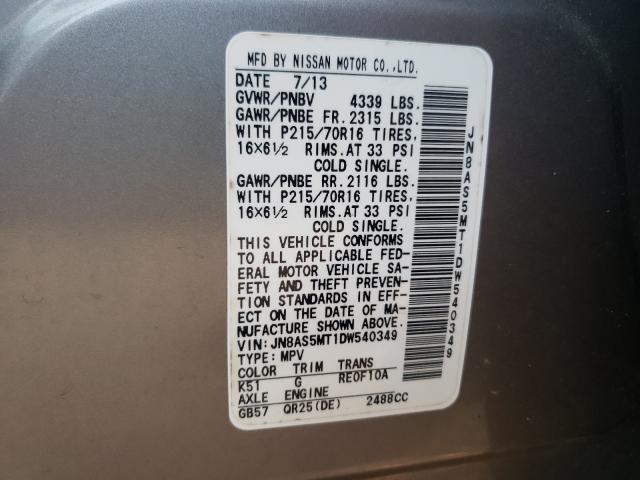 Photo 10 from auction – 2013 NISSAN ROGUE S with VIN JN8AS5MT1DW540349