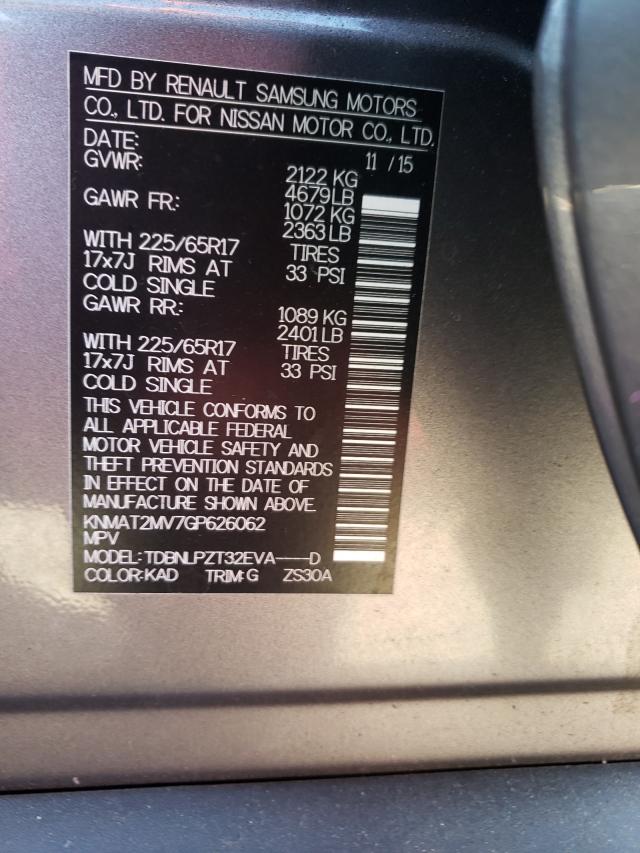 Photo 10 from auction – 2016 NISSAN ROGUE S with VIN KNMAT2MV7GP626062