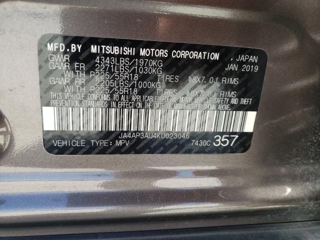 Photo 10 from auction – 2019 MITSUBISHI OUTLANDER with VIN JA4AP3AU4KU023046