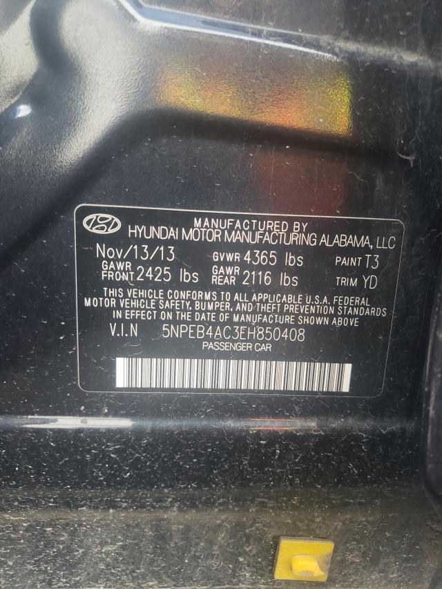 HYUNDAI SONATA GLS 2014 with VIN 5NPEB4AC3EH850408 - Photo from auction