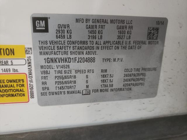 Photo 10 from auction – 2015 CHEVROLET TRAVERSE L with VIN 1GNKVHKD1FJ204888