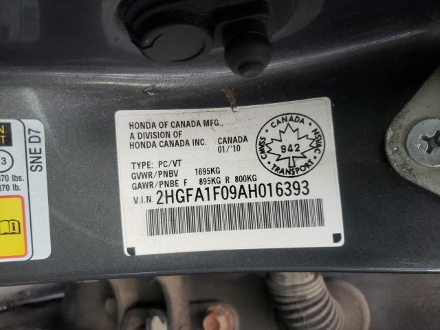 Photo 10 from auction – 2010 HONDA CIVIC EXL with VIN 2HGFA1F09AH016393