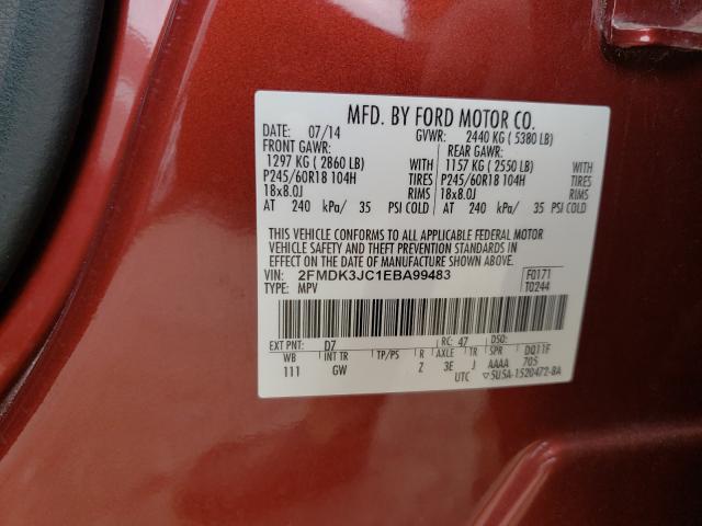 Photo 10 from auction – 2014 FORD EDGE SEL with VIN 2FMDK3JC1EBA99483