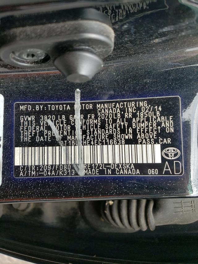 Photo 10 from auction – 2014 TOYOTA COROLLA L with VIN 2T1BURHE4EC116638