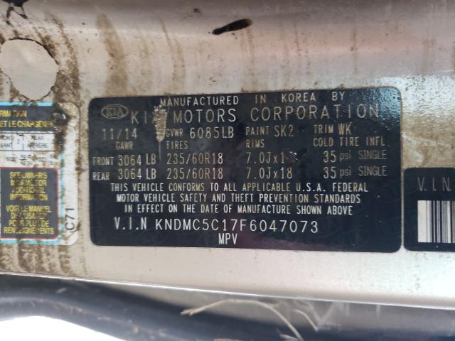 Photo 10 from auction – 2015 KIA SEDONA EX with VIN KNDMC5C17F6047073