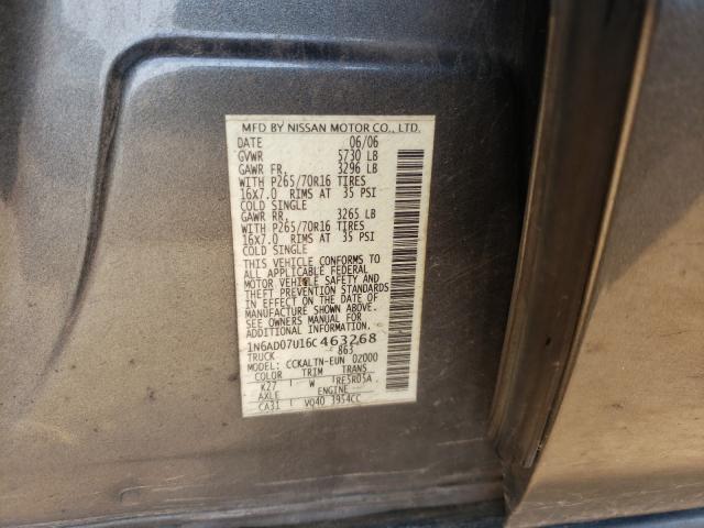 Photo 10 from auction – 2006 NISSAN FRONTIER C with VIN 1N6AD07U16C463268