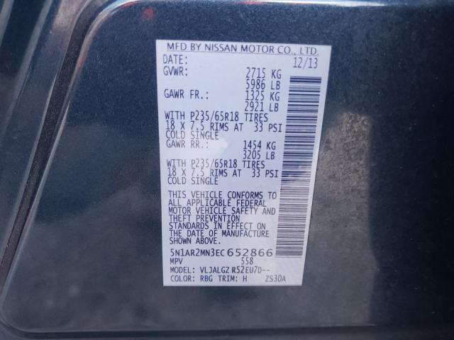 Photo 10 from auction – 2014 NISSAN PATHFINDER with VIN 5N1AR2MN3EC652866